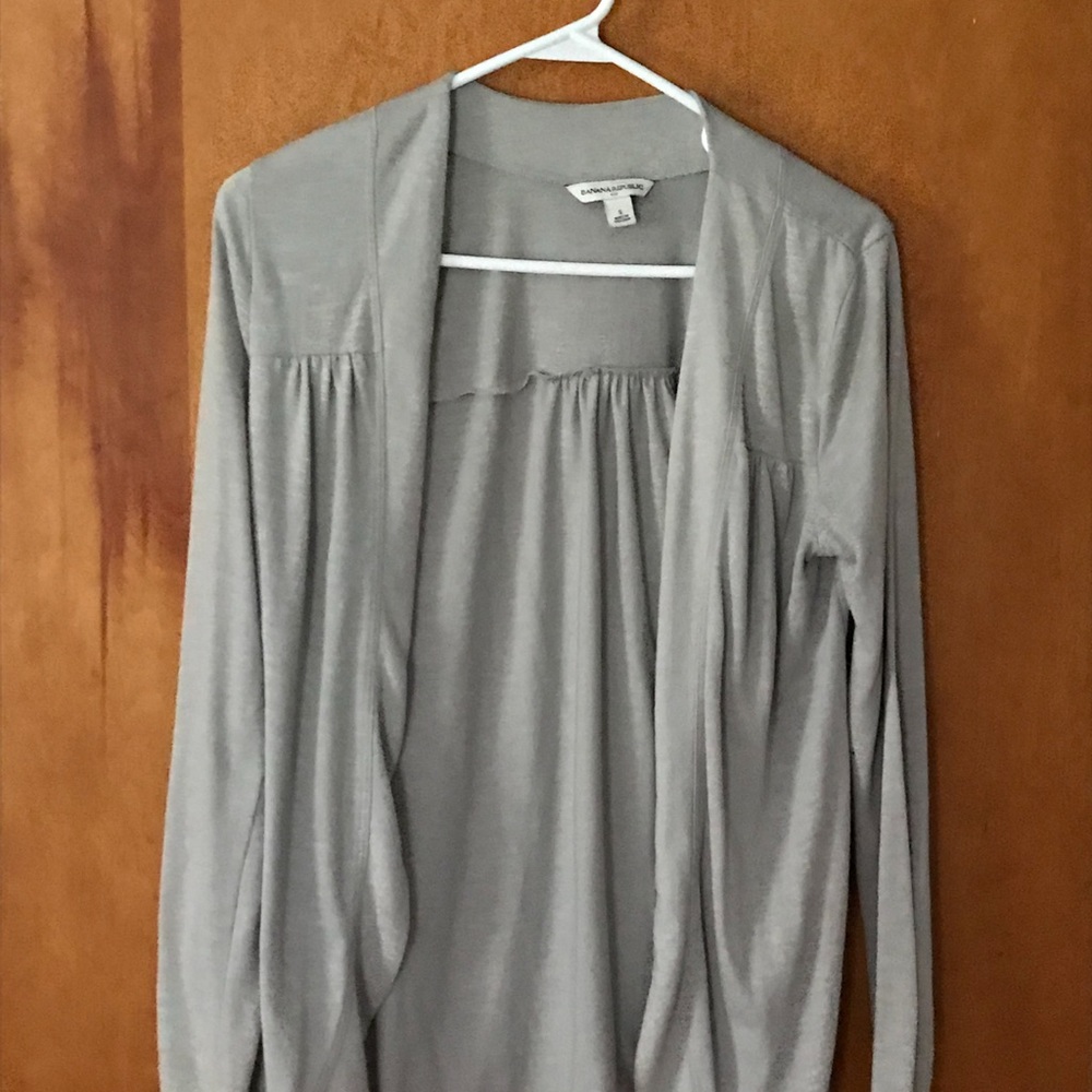 BR 2 Grey AND white open cardigan sweaters.